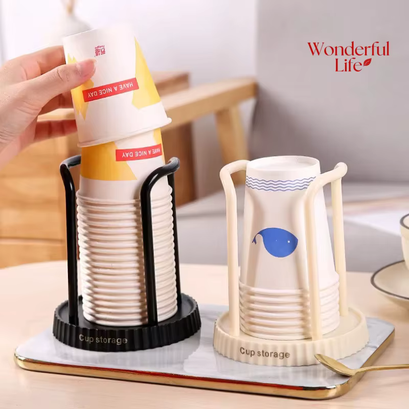 Porte-gobelet en papier minimaliste, support de rangement de gobelets jetables pour la maison, support de rangement multifonctionnel pour tasses de café et de thé au lait de bureau