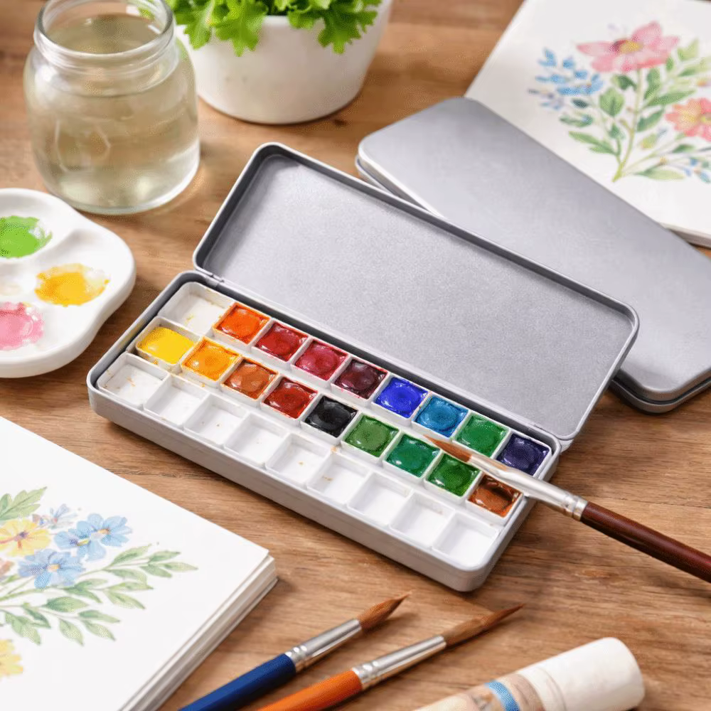 Boîte de portionnement pour aquarelle couleur argent, plateau de peinture vide portable, 36 compartiments, palette de peinture détachable, emballage pour aquarelle