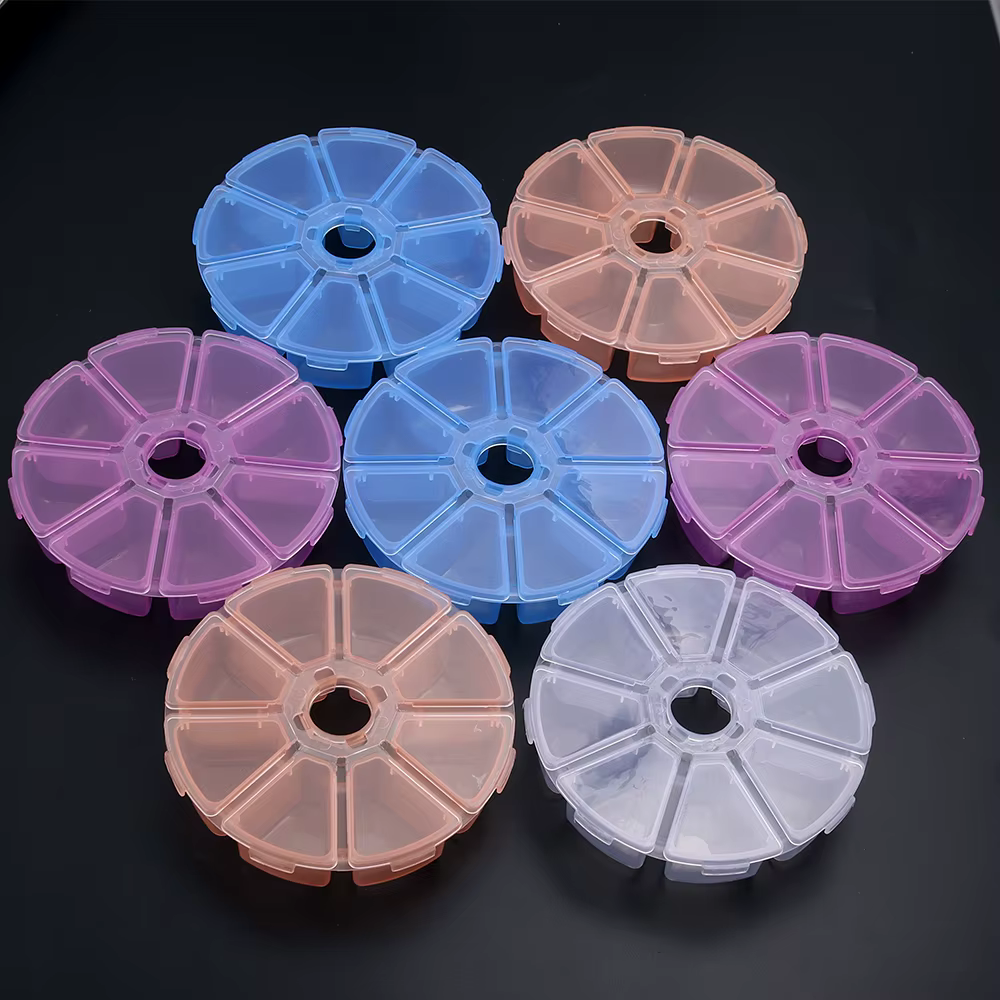 Boîte de rangement ronde transparente en plastique
