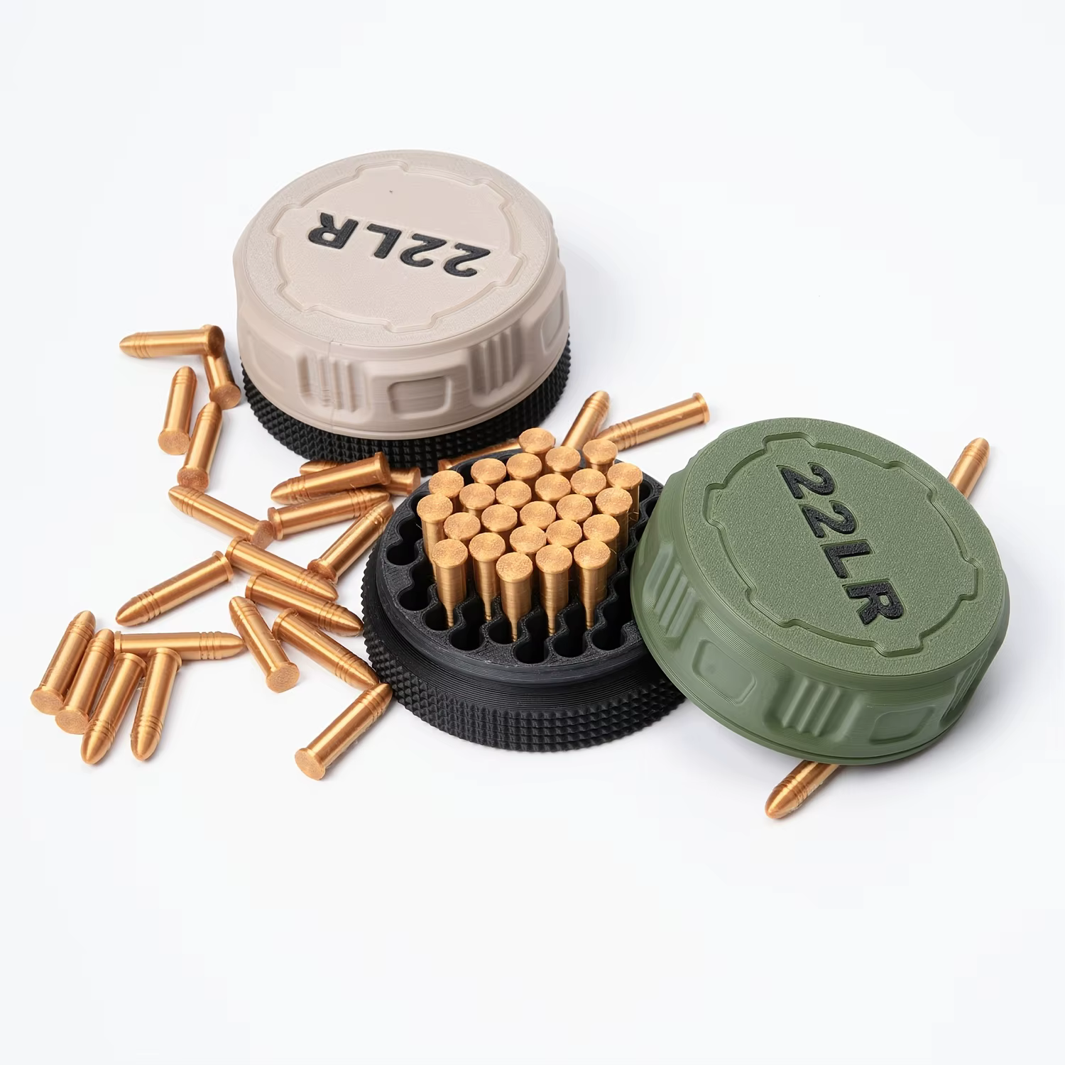 Boîte de rangement pour munitions miniature avec couvercle à visser (calibre 22LR) Compacte