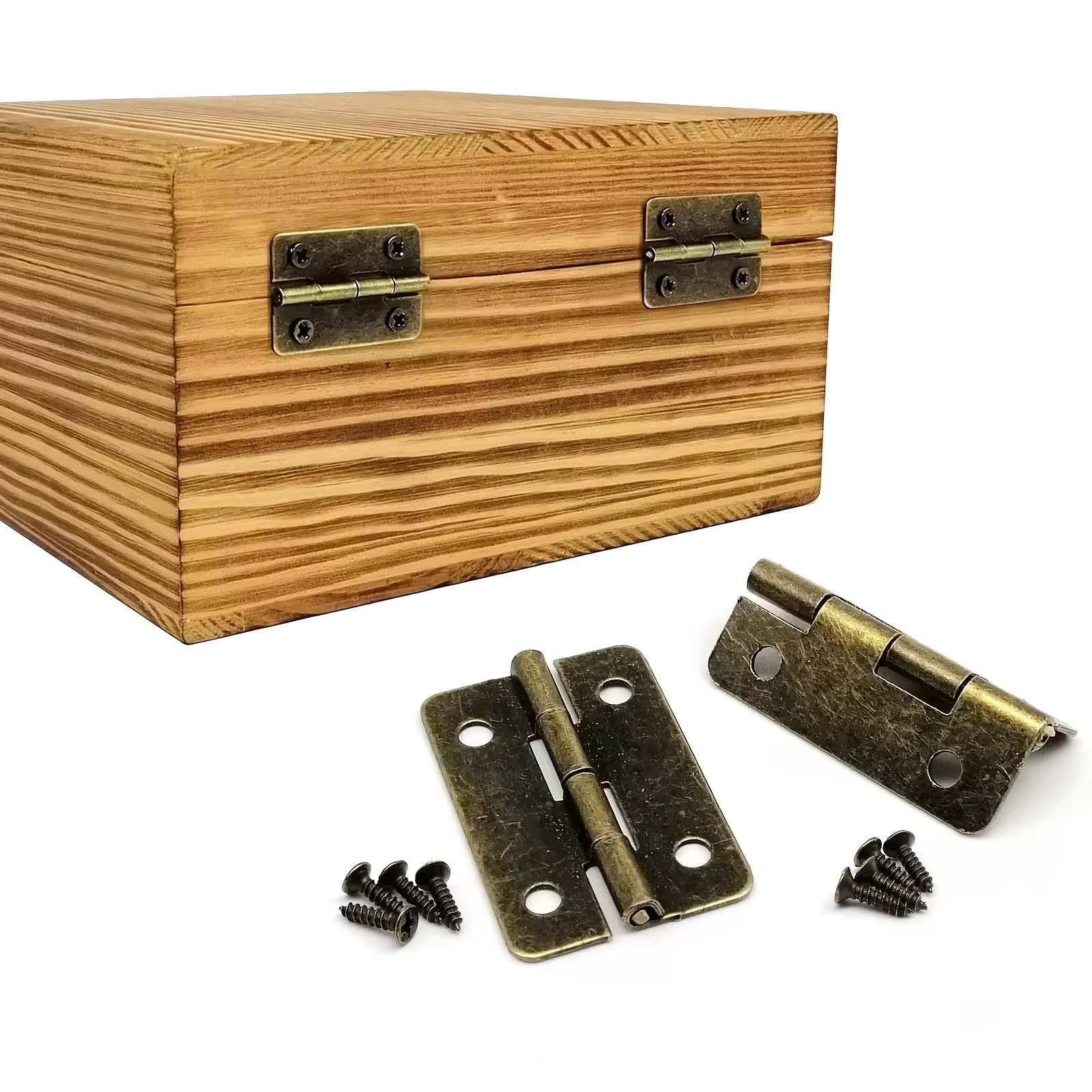 6 charnières en bois avec vis pour coffret à bijoux