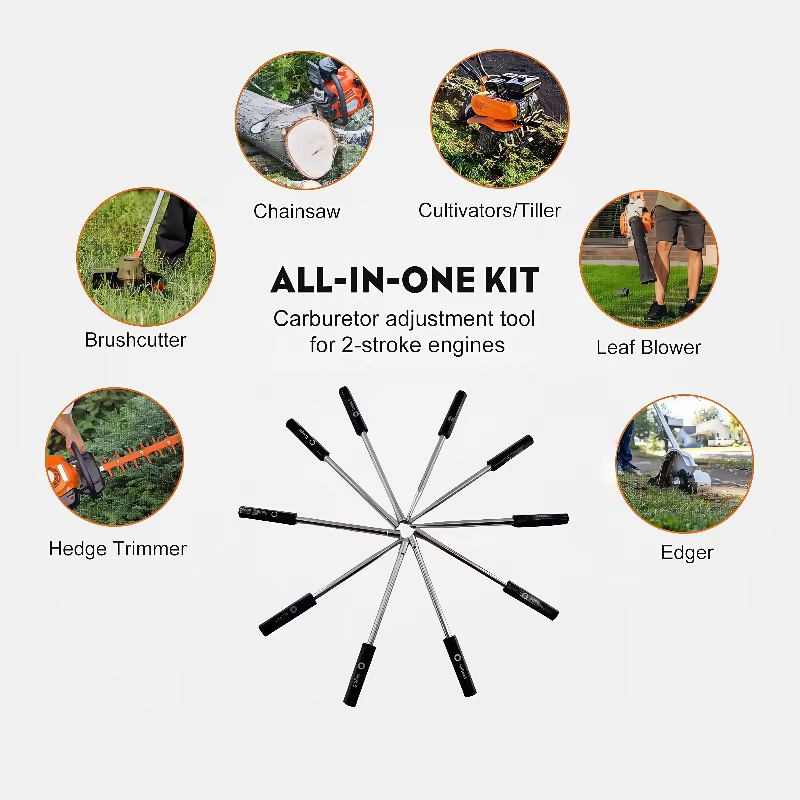 Kit d'outils de réglage du carburateur 10 pièces pour moteurs à 2 temps – Compatible avec les tronçonneuses et les