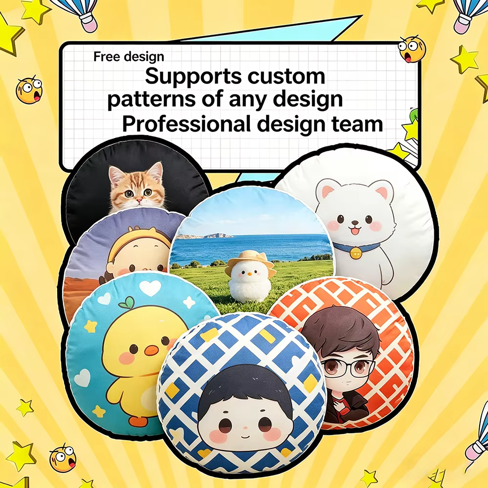 Coussin rond personnalisé - Personnalisez votre photo, votre logo, votre image d'anime ou d'idole, coussin en peluche doux pour la maison/la voiture/le bureau, cadeau personnalisé 1 pièce