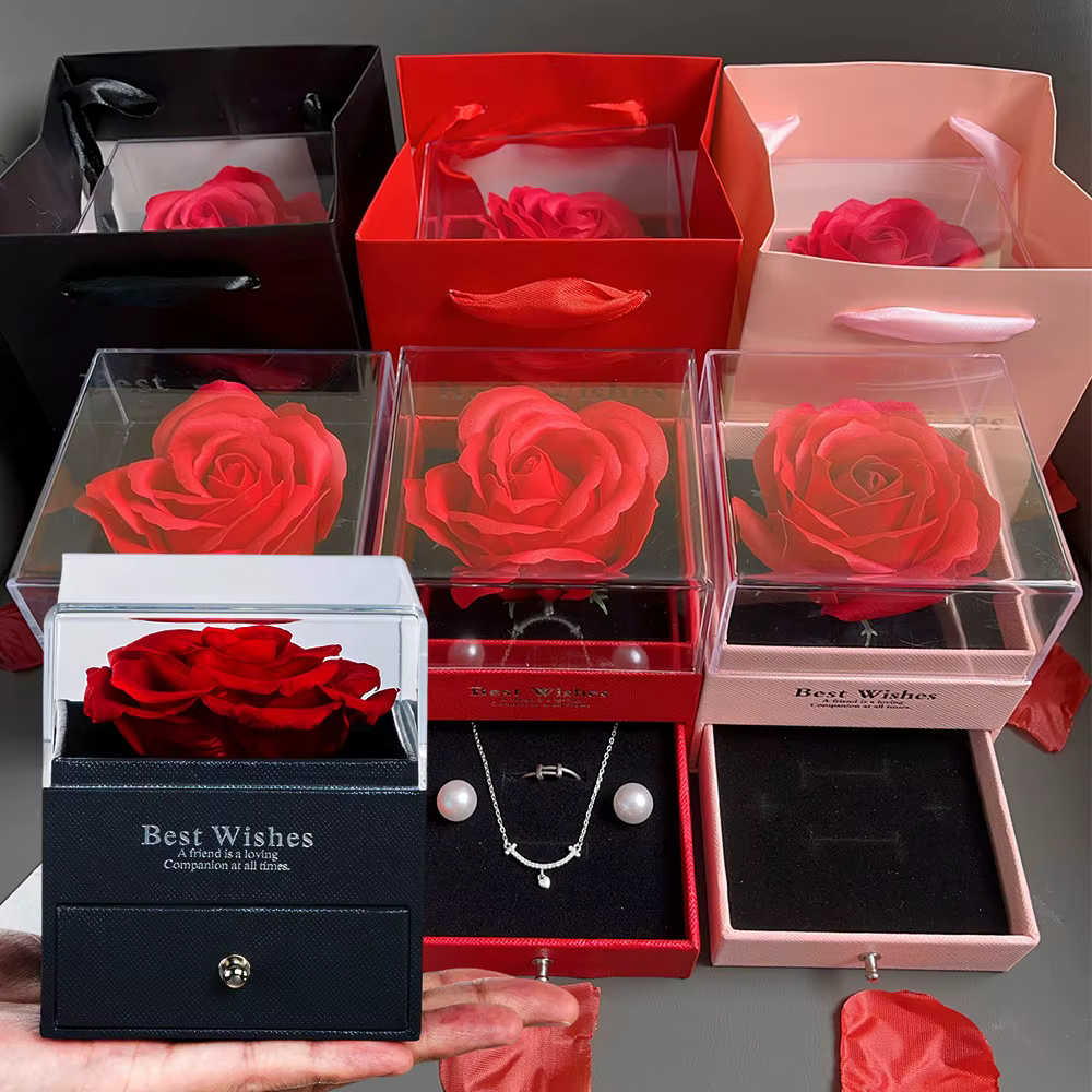 Boîte cadeau fleur rose pour femme