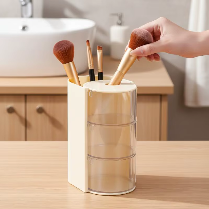 Boîte de rangement pour accessoires capillaires en acrylique transparent à 4 compartiments pour élastiques