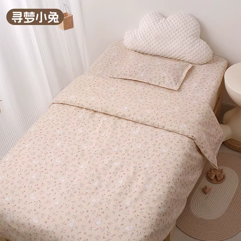Ensemble de literie pour nouveau-né, 3 pièces, en coton doux, imprimé de dessin animé, couleur, pour chambre à coucher, lit, lin, housse de couette, draps, oreiller