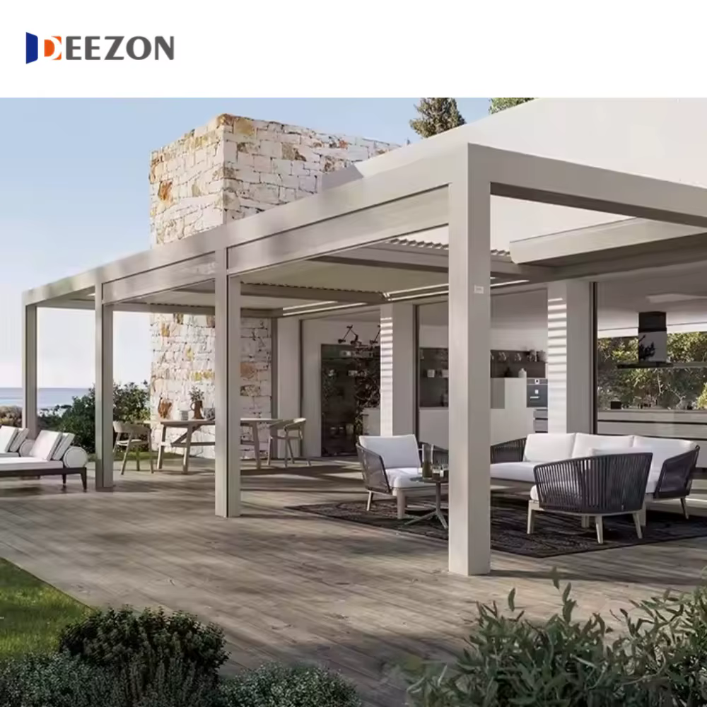 Roofs rétractables imperméables extérieurs Pergolas de luxe Pergola à persiennes en aluminium motorisée