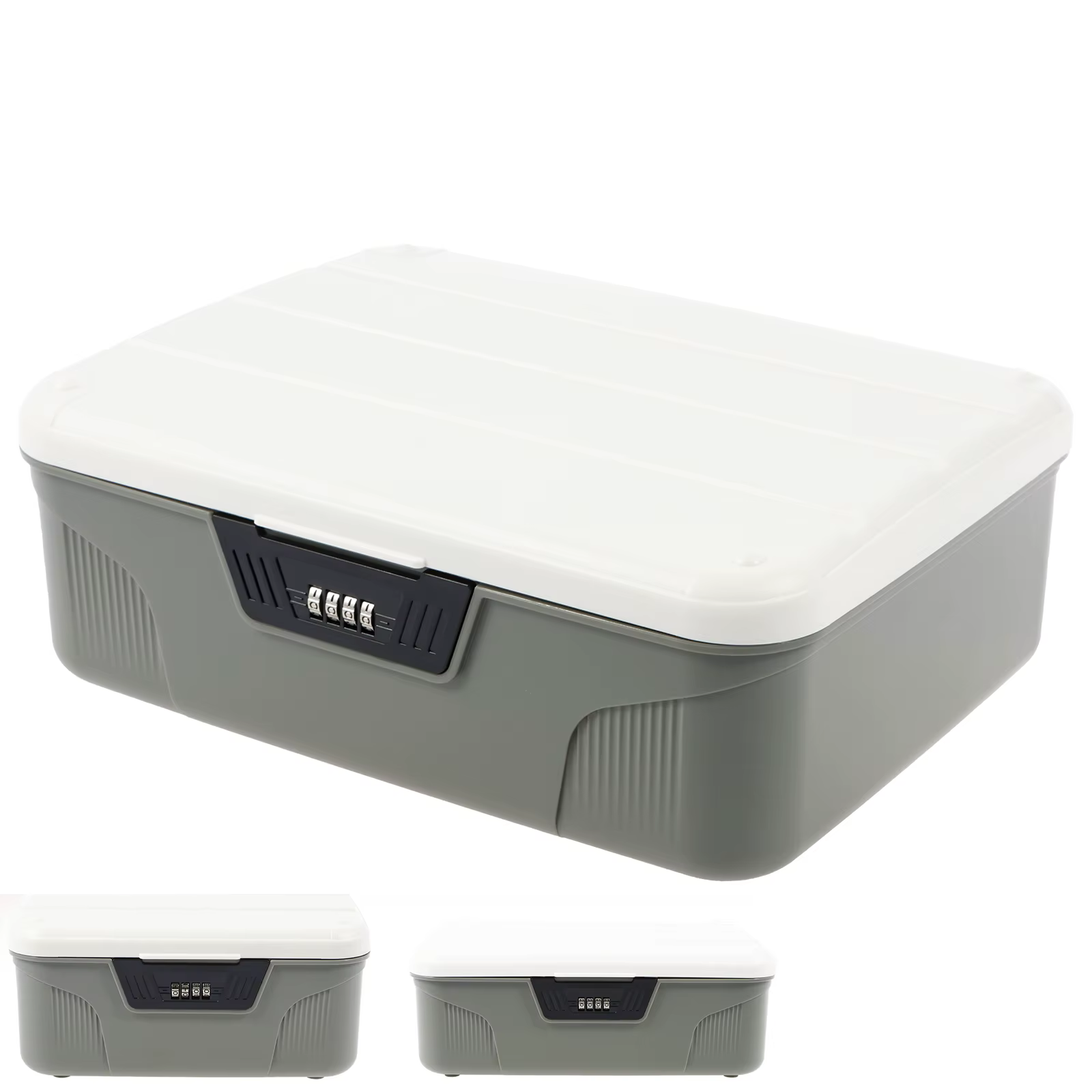 Boîte de rangement portable en plastique verrouillable avec serrure à code numérique, coffre-fort pour argent liquide et bijoux, boîte de sécurité pour la maison