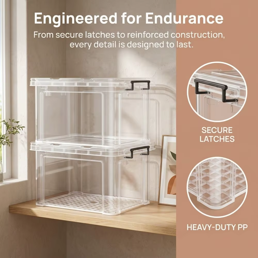 Boîtes de rangement transparentes avec couvercles