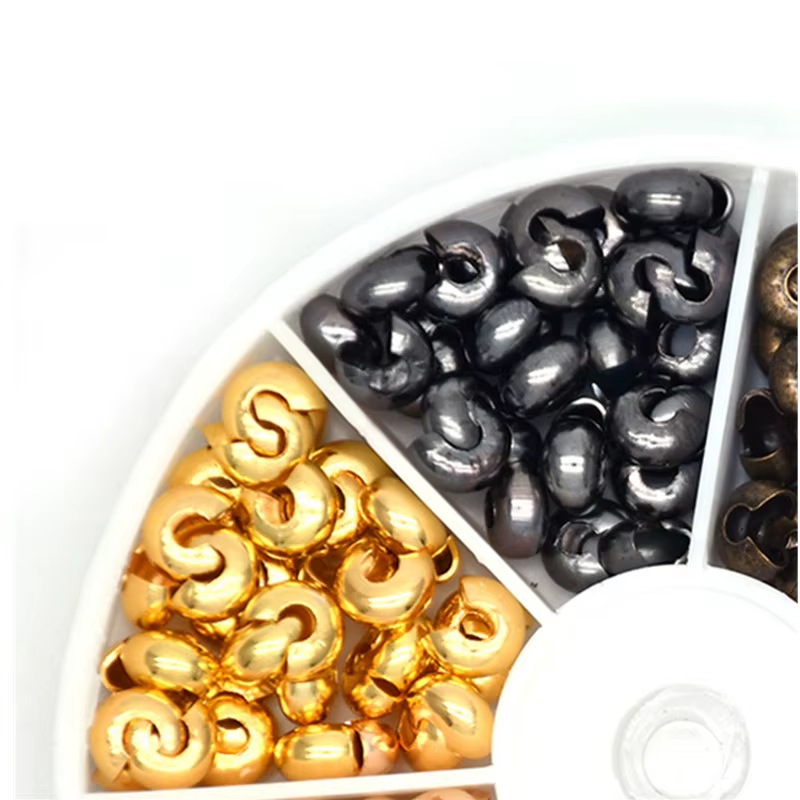 500 pièces/boîte 6 couleurs 3mm demi-rond ouvert en laiton perles à sertir couvertures nœud