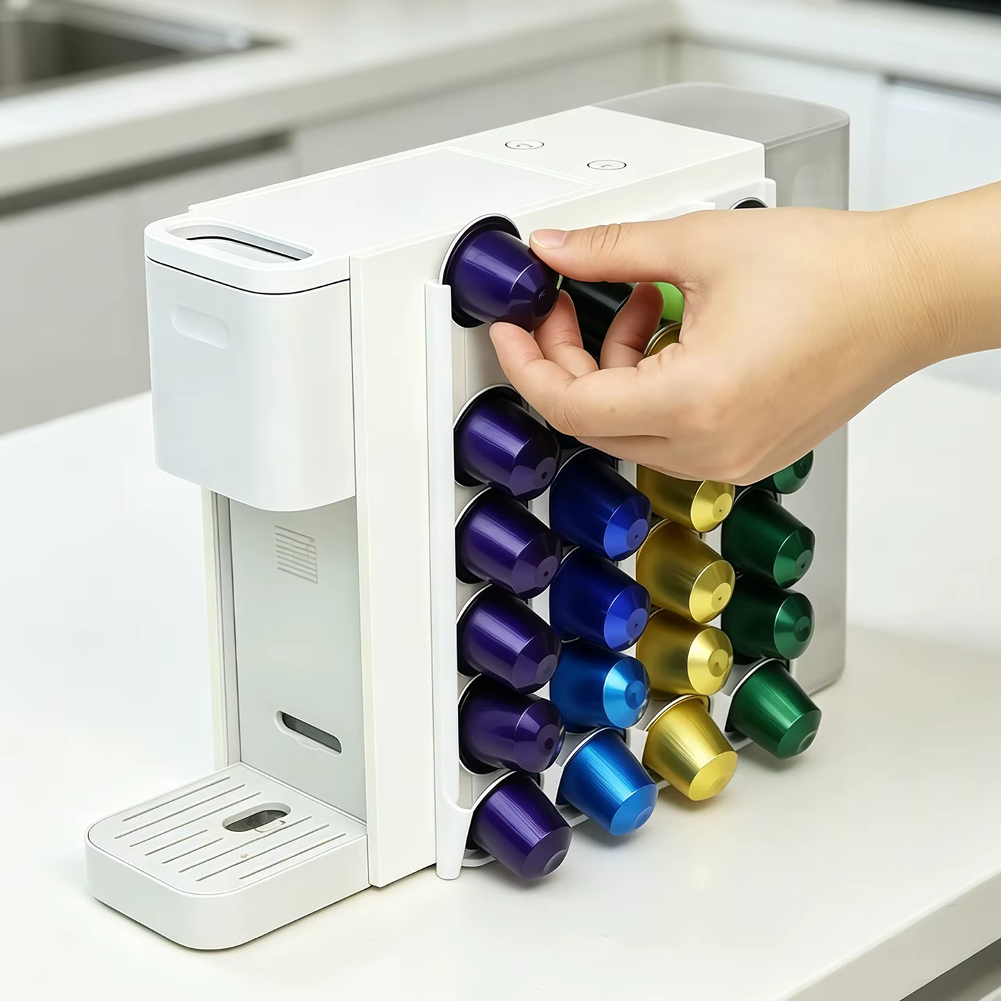 Bandes de rangement verticales pour capsules de café, lot de 4, auto-adhésives, sans perçage, distributeur de dosettes Nespresso, organisateur mural
