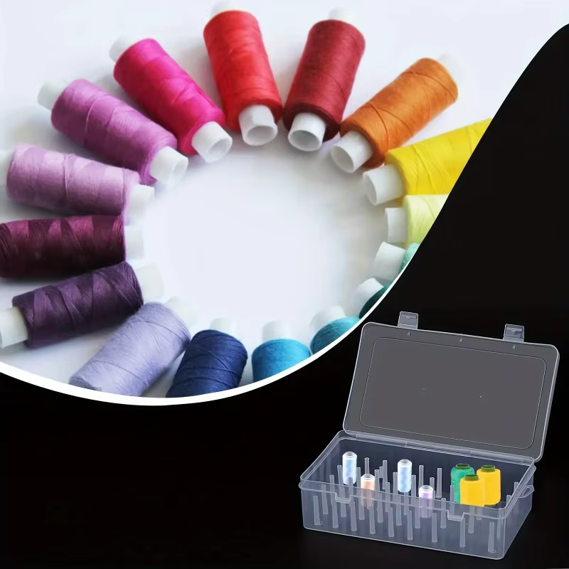 Boîte de rangement transparente en plastique PP pour kit de couture et broderie