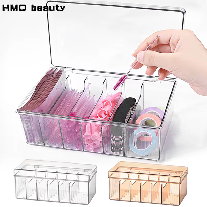 Boîte de rangement de cils avec couvercle, outil d'organisation de cosmétiques de bureau, support de boîtier Transparent en acrylique exclusivement pour les fournitures de maquillage