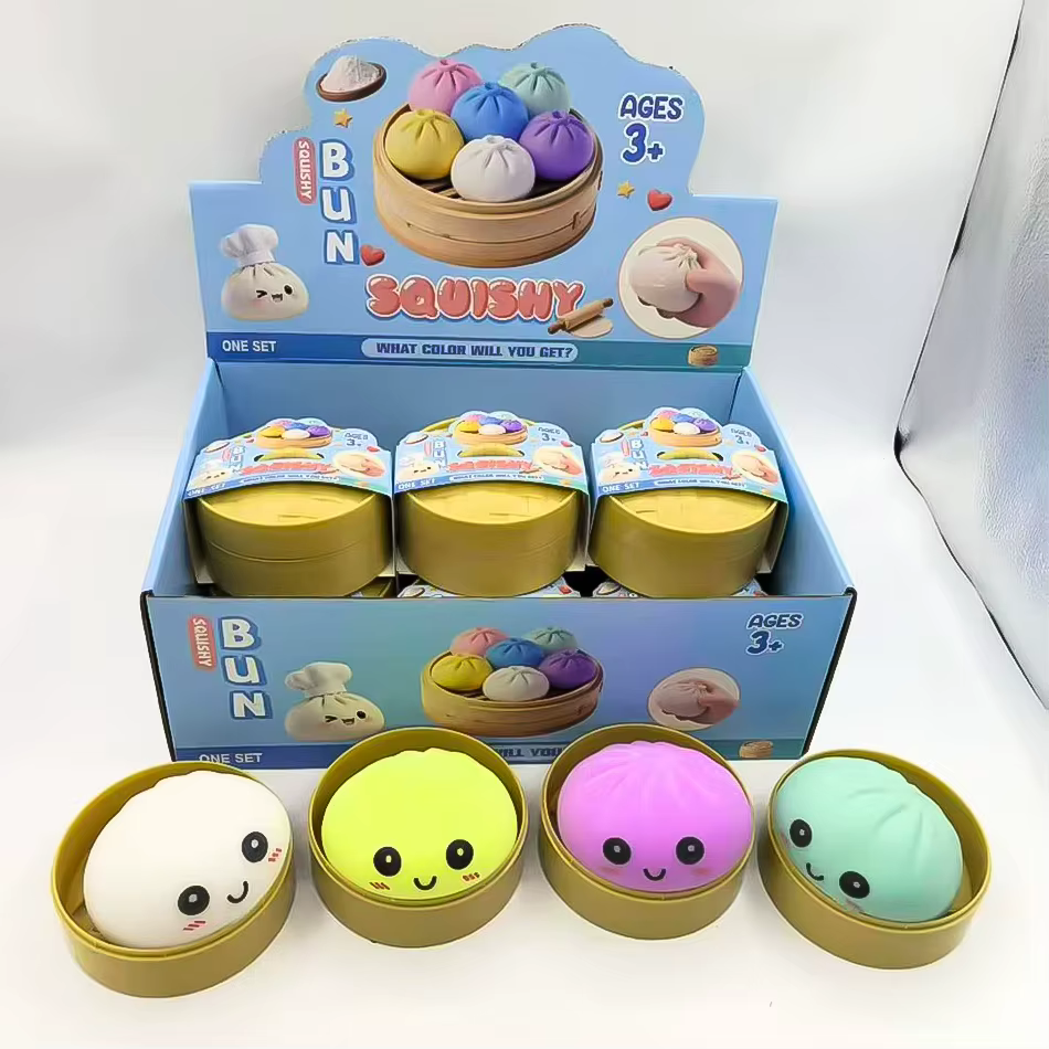 Boîte mystère : Jouet anti-stress coloré en forme de dumpling simulé