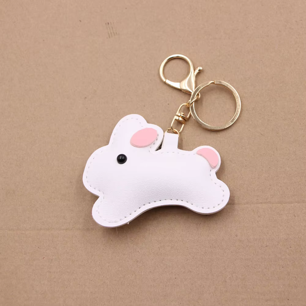 Porte-clés de voiture en cuir de lapin mignon, breloque de sac, série Miu, accessoire de vêtements, pendentif de décoration