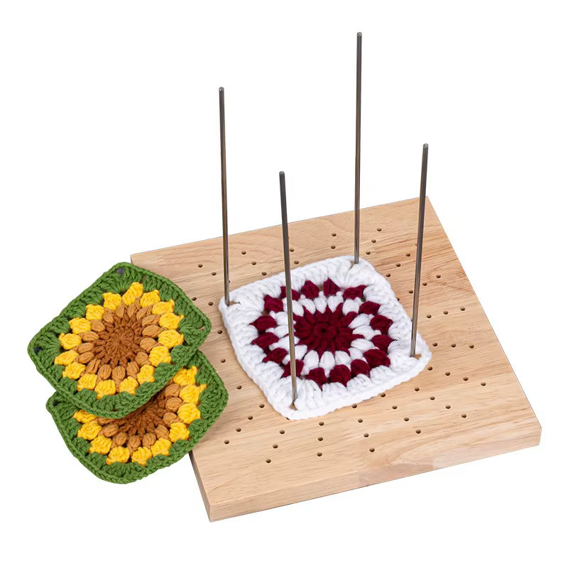 Planche de blocage au Crochet en bois avec grille et épingles pour tricoter des projets carrés de grand-mère