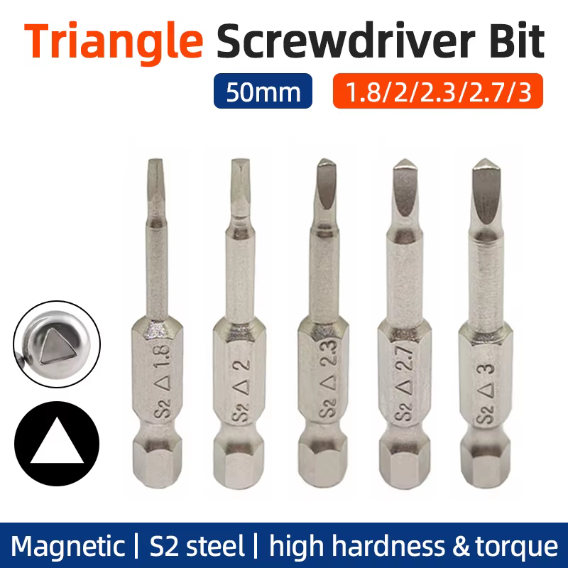 Jeu d'embouts de tournevis à tête triangulaire magnétique 1/4 "hex S2 embouts