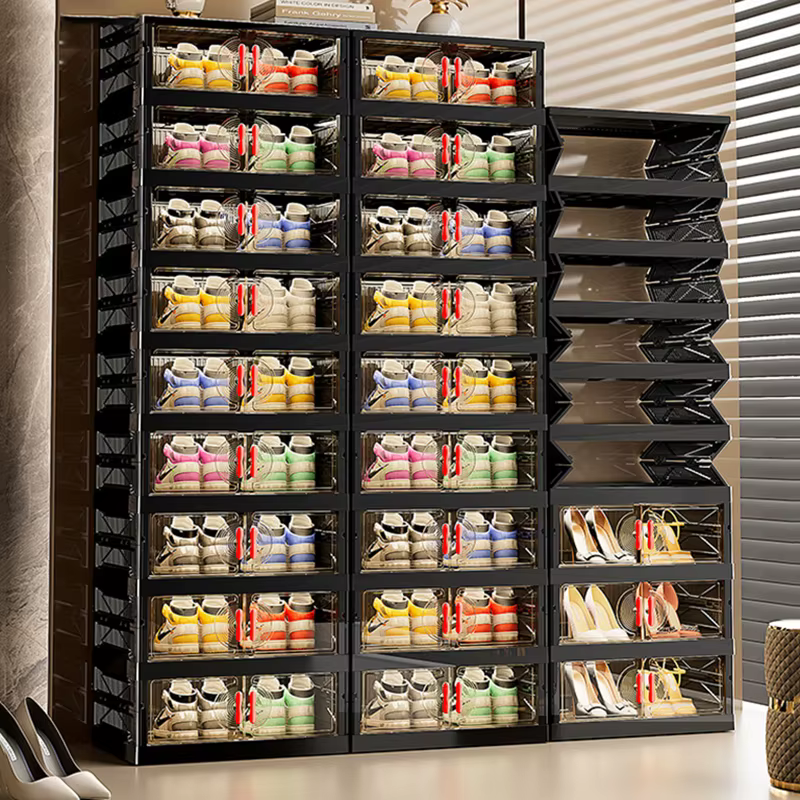 Meuble de rangement pliable multi-niveaux grande capacité pour chaussures et snacks, pour salon