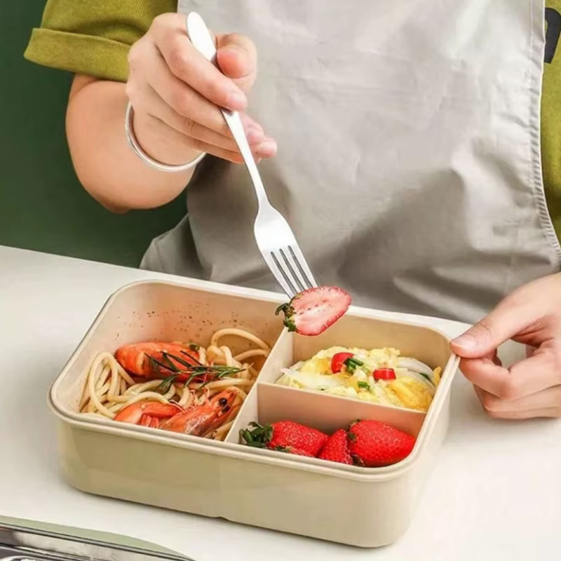 Un récipient alimentaire pour le déjeuner, un ensemble de boîtes bento pour adultes, avec des ustensiles pouvant être placés au micro-ondes et au lave-vaisselle