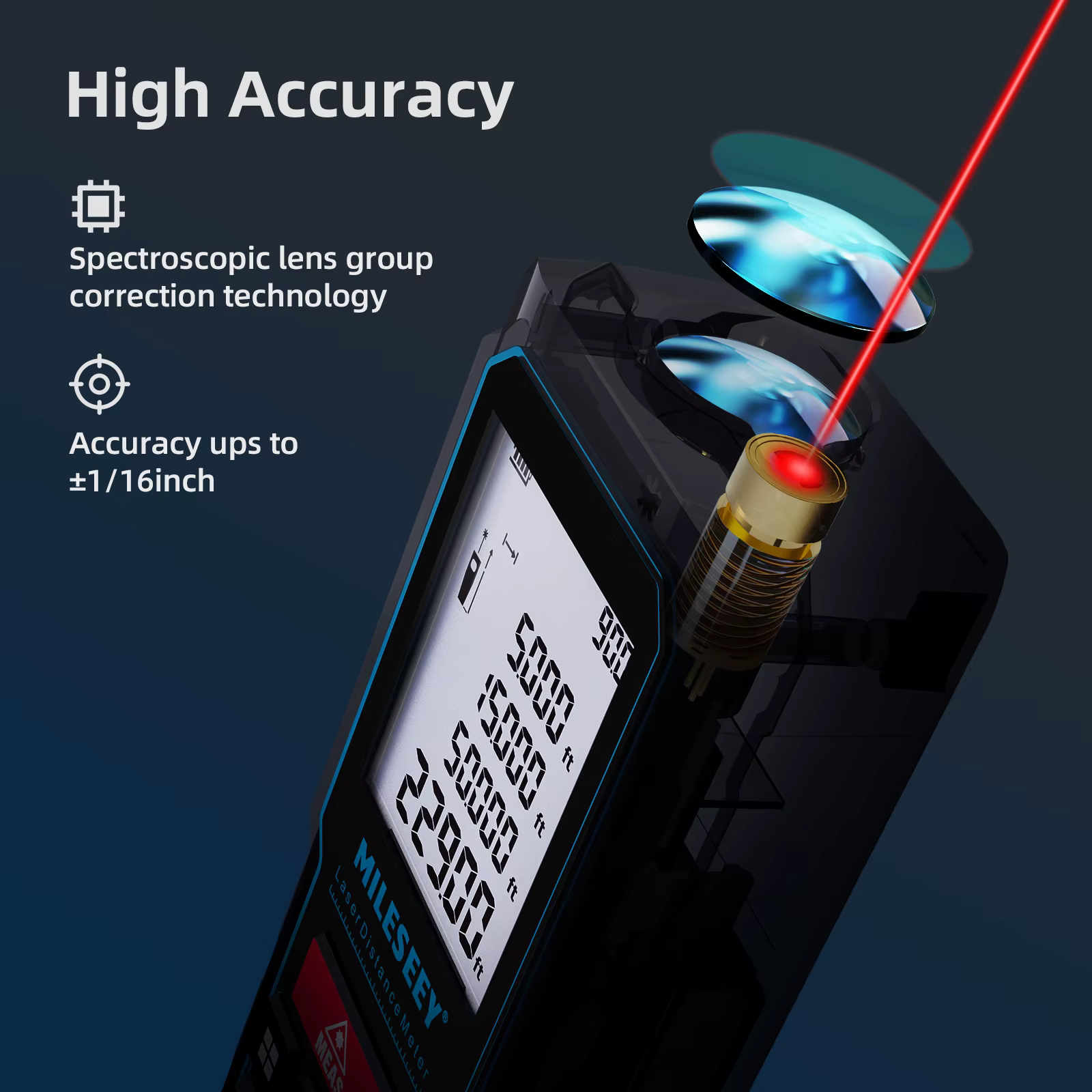 MILESEEY X6 ruban à mesurer Laser 40M 60M 80M 100M