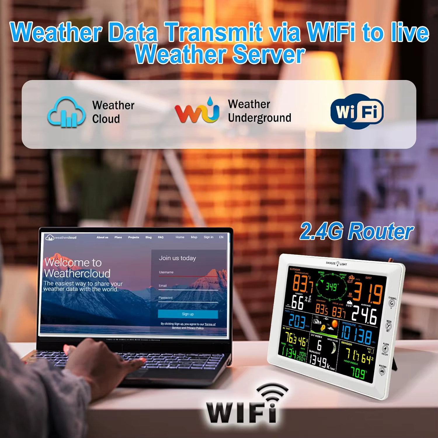 Station météo WiFi avec écran couleur de 8