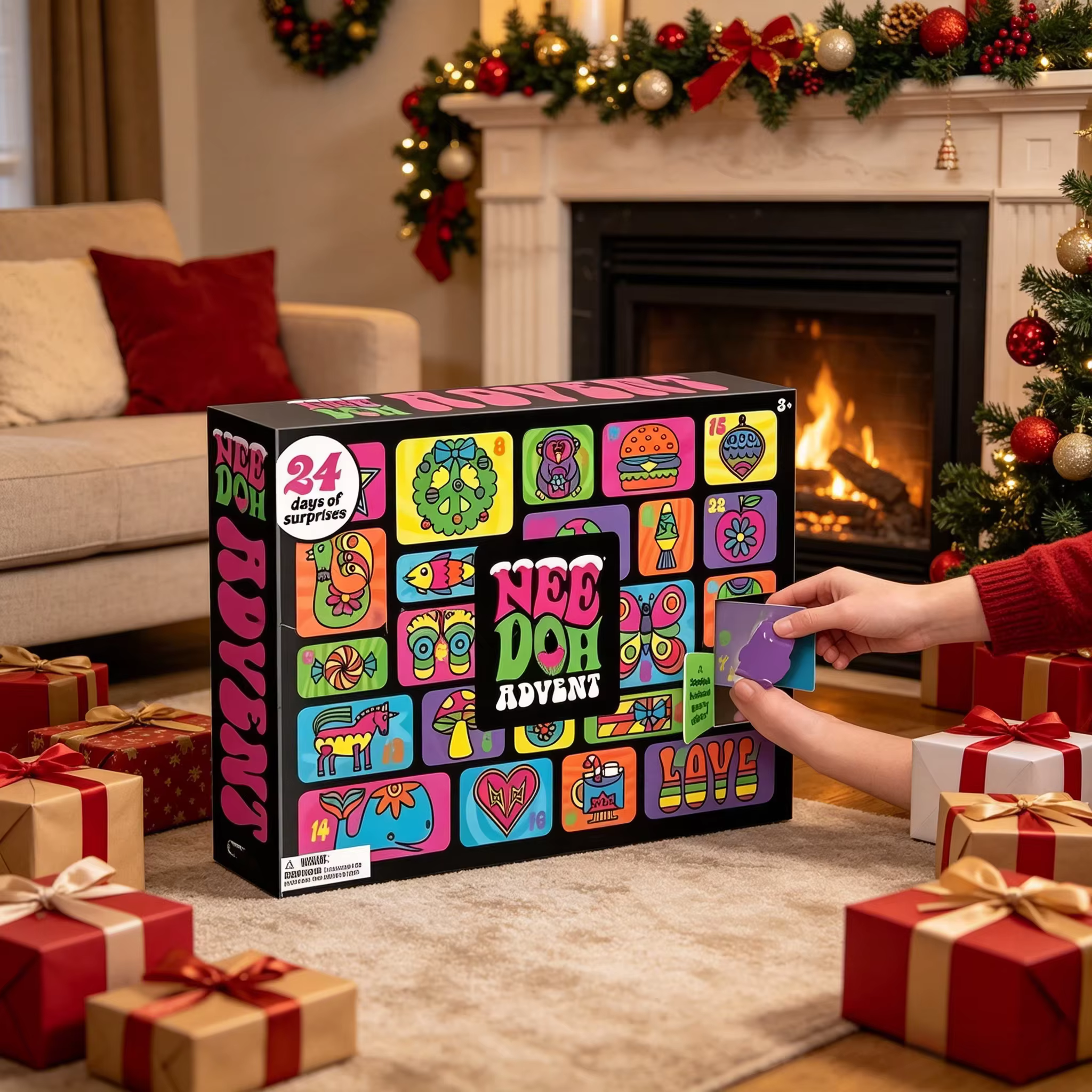 Coffret surprise Needoh, calendrier de l'avent pour enfants, compte à rebours de 24 jours pour le Nouvel An, cadeau pour la famille et les amis, jouet surprise pour fête