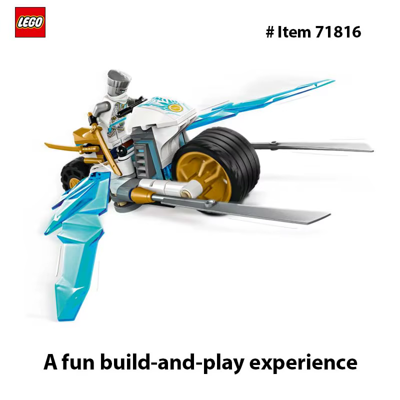 Jouet de moto de glace LEGO 71816 NINJAGO Zane, modèle de véhicule unisexe inclus, cadeau de ninja pour les enfants de 7 ans, 1 figurine