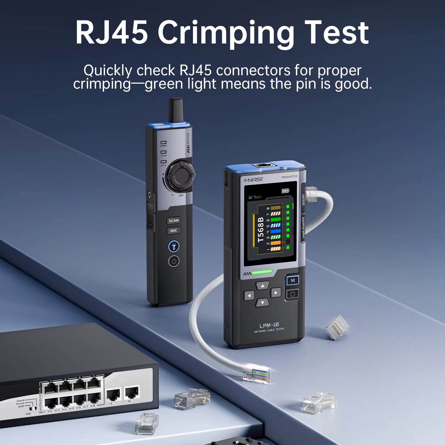 FNIRSI LPM-10A testeur de câble réseau détecteur de ligne multifonction avec Port RJ45 RJ11 clignotant et outil de