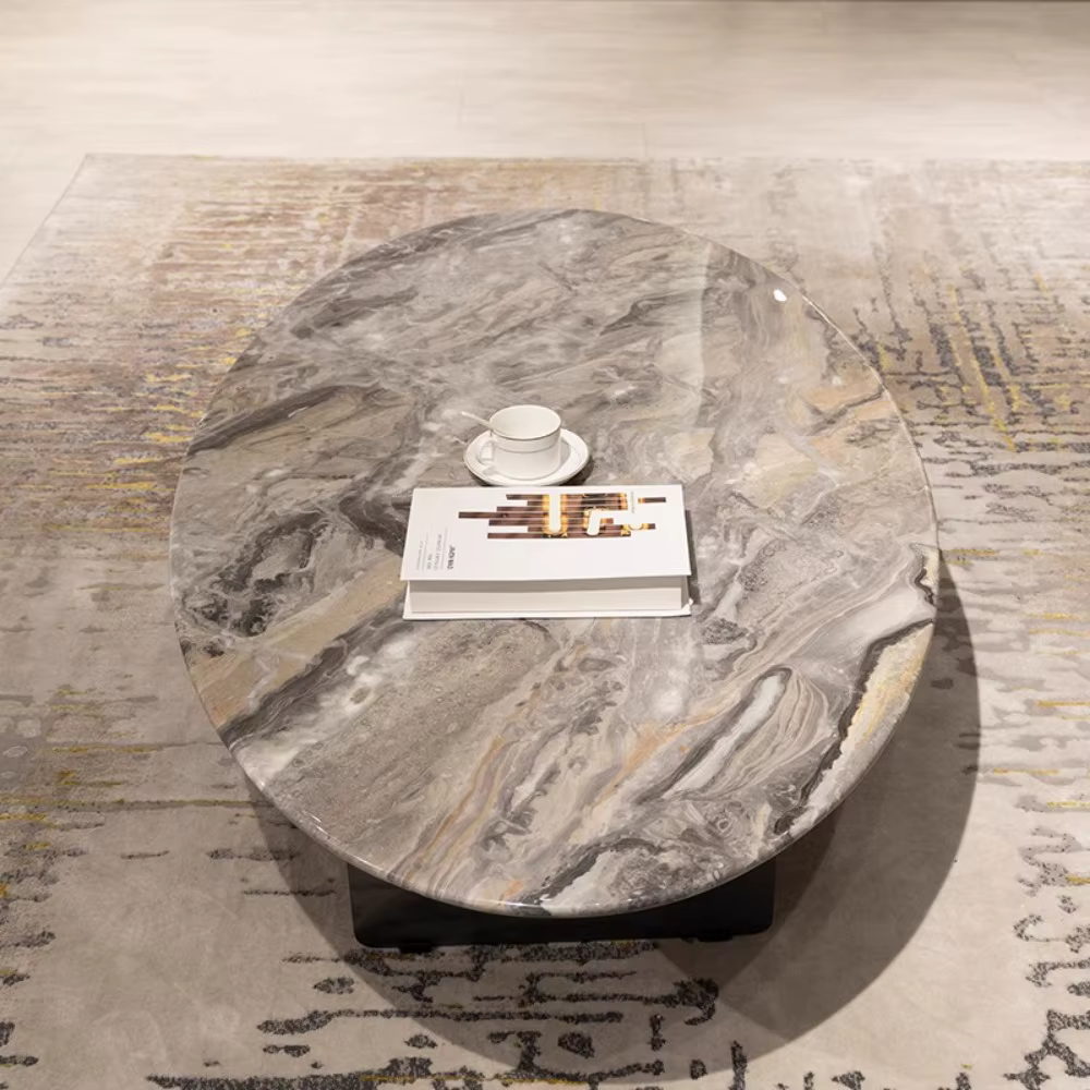 Table basse ovale nordique Design organisateur Tables minimalistes italiennes marbre Premium Mesa De Centro De Sala meubles De maison