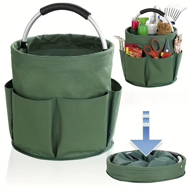 Panier de rangement pliable avec poignée et plusieurs poches - Portable