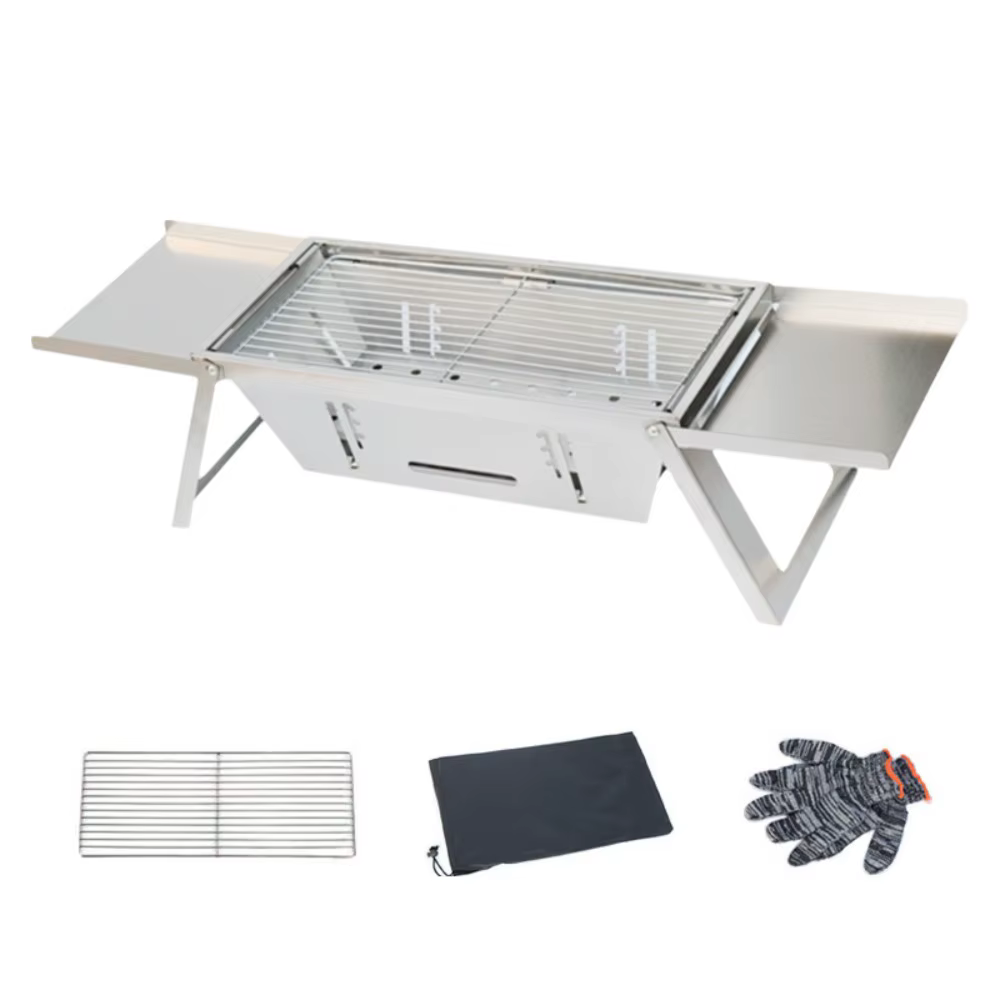 Barbecue pliable en acier inoxydable Réglage de la chaleur réglable Grille extensible