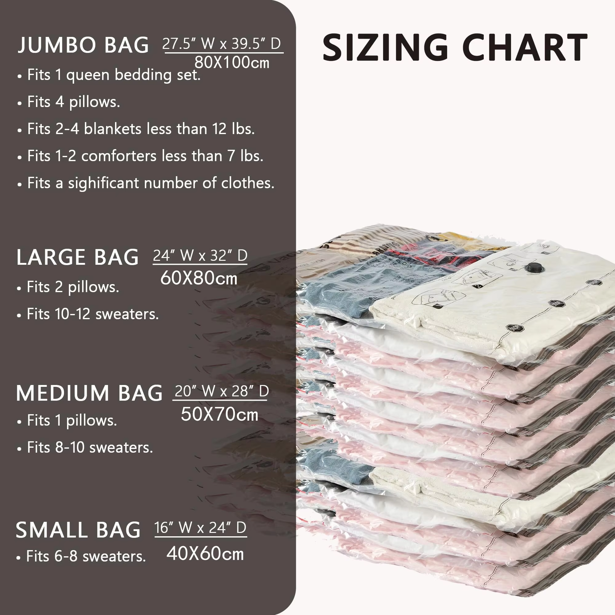 Sacs de rangement sous vide