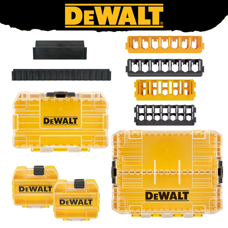 DEWALT Original petit moyen grand boîtier boîte à outils déflecteur foret support bricolage outil multifonctionnel accessoire ensemble