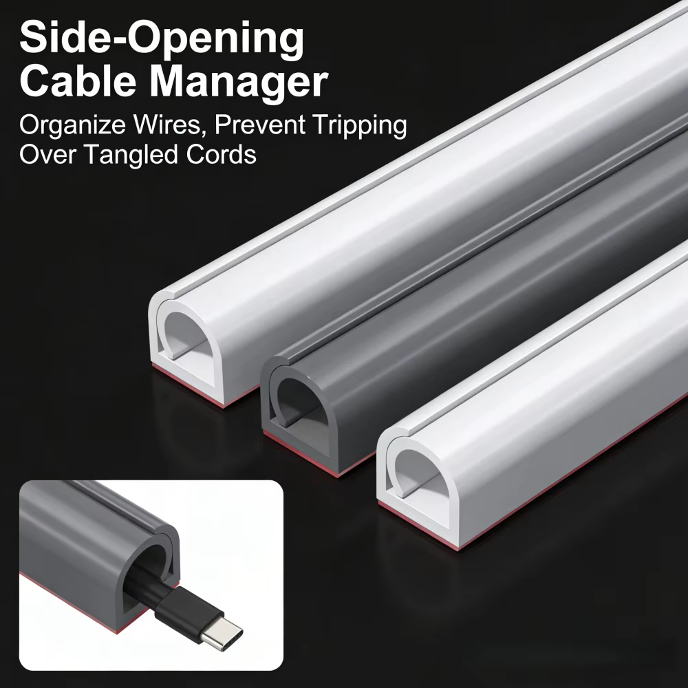1 rouleau de gaine de câblage autocollante de 118,11 pouces avec protection de câbles en caoutchouc flexible, cache-câbles pour sol, adapté pour bureau, mur