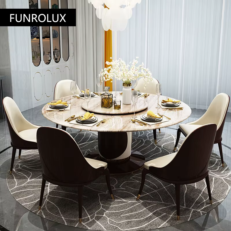 Table à manger en marbre de style moderne, table ronde, tables à manger