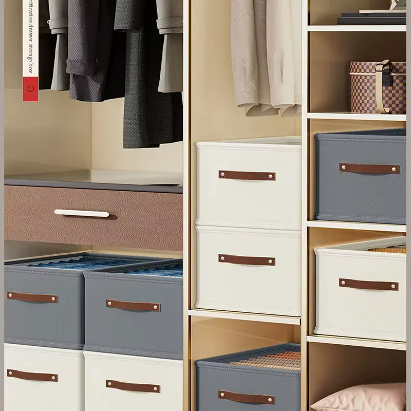 1 boîte de rangement en tissu Oxford avec fond ouvert - Organisateur de vêtements et de jouets