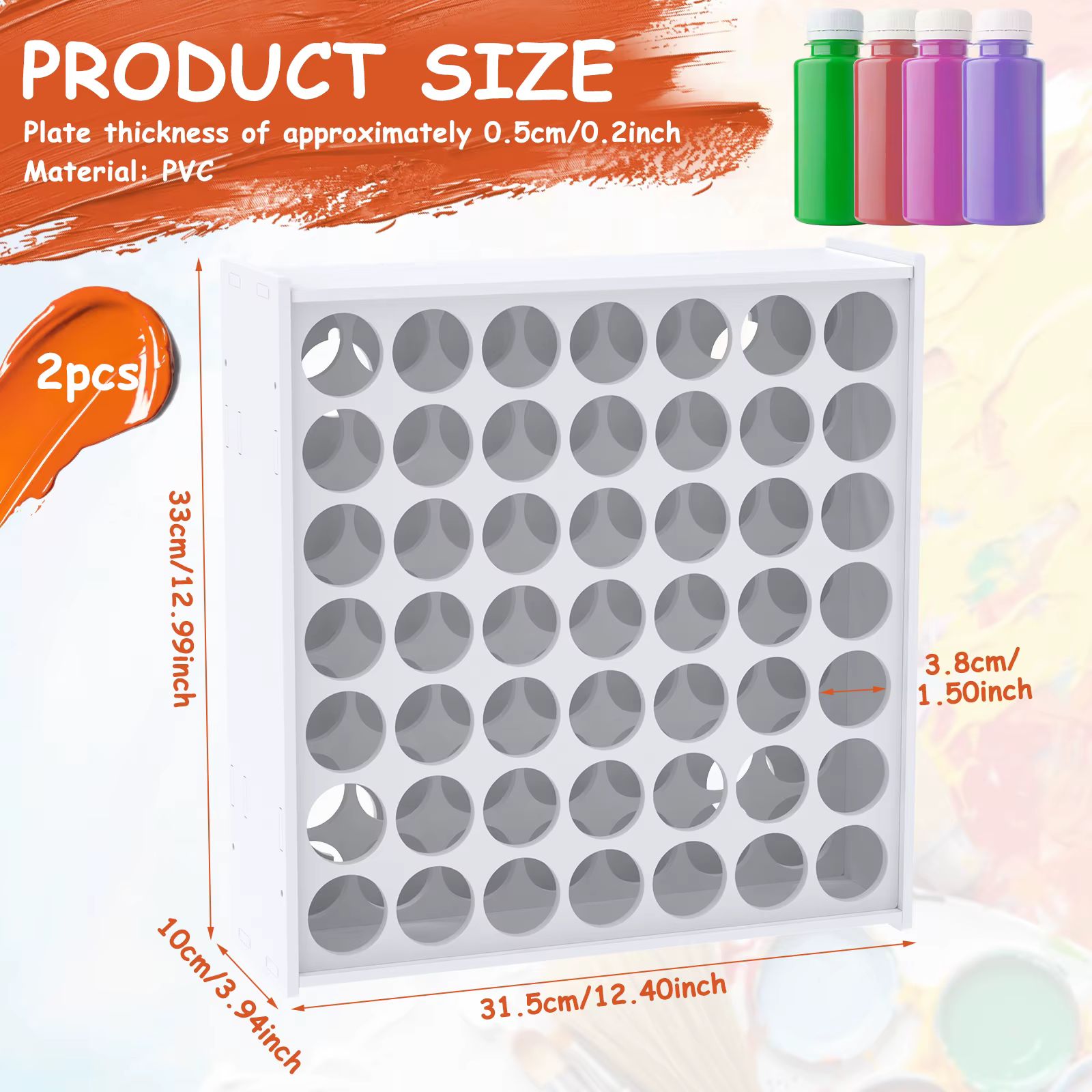 1/2 pièces support de stockage de peinture 49/72 trous organisateur