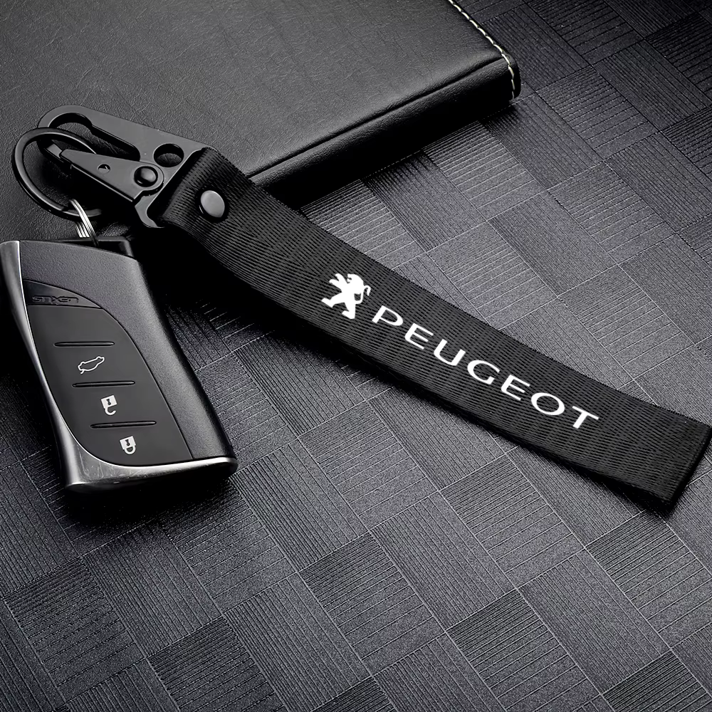Porte-clés de voiture avec lanière en ruban de Nylon métallique