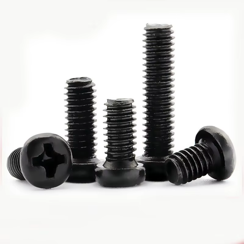 Vis à tête cylindrique encastrée en croix, 100 pièces/lot, M1 M1.2 M1.6 M2 M2.5 M3 M4 M6, vis à métaux Phillips noire en acier au carbone, Grade 4.8