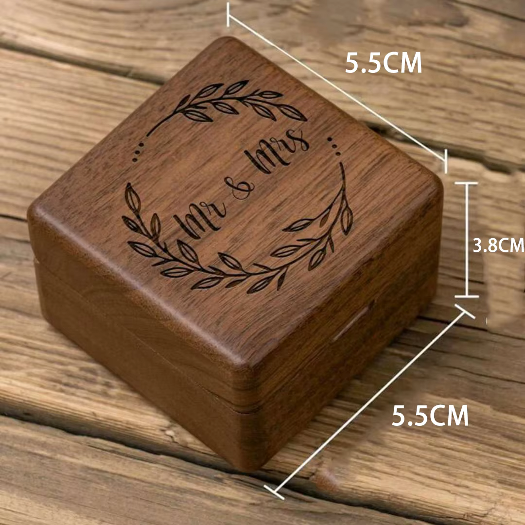 Mrs & mr – boîte en bois pour bague de mariage