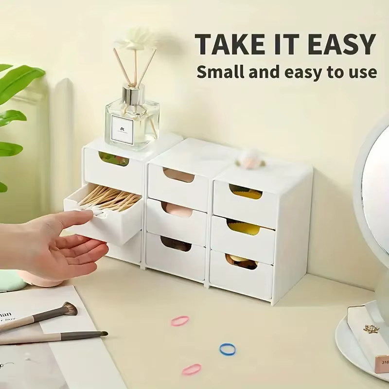 Boîte de rangement de cosmétiques en plastique à 3 niveaux
