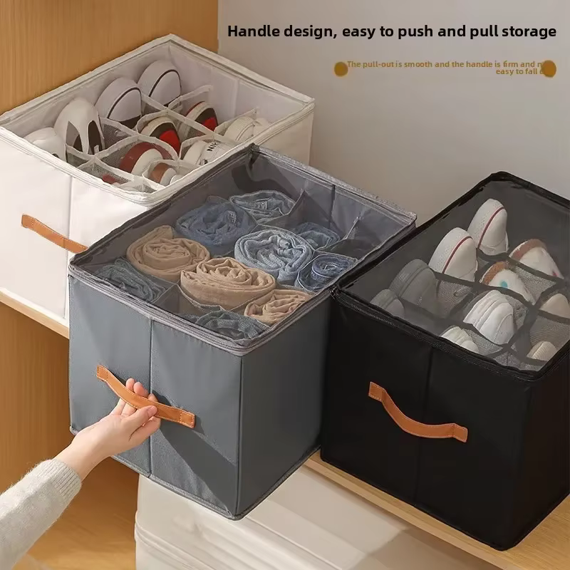 Boîte de rangement multifonctionnelle pour chaussures, pliable en tissu avec couvercle, anti-poussière et lavable, pour articles divers