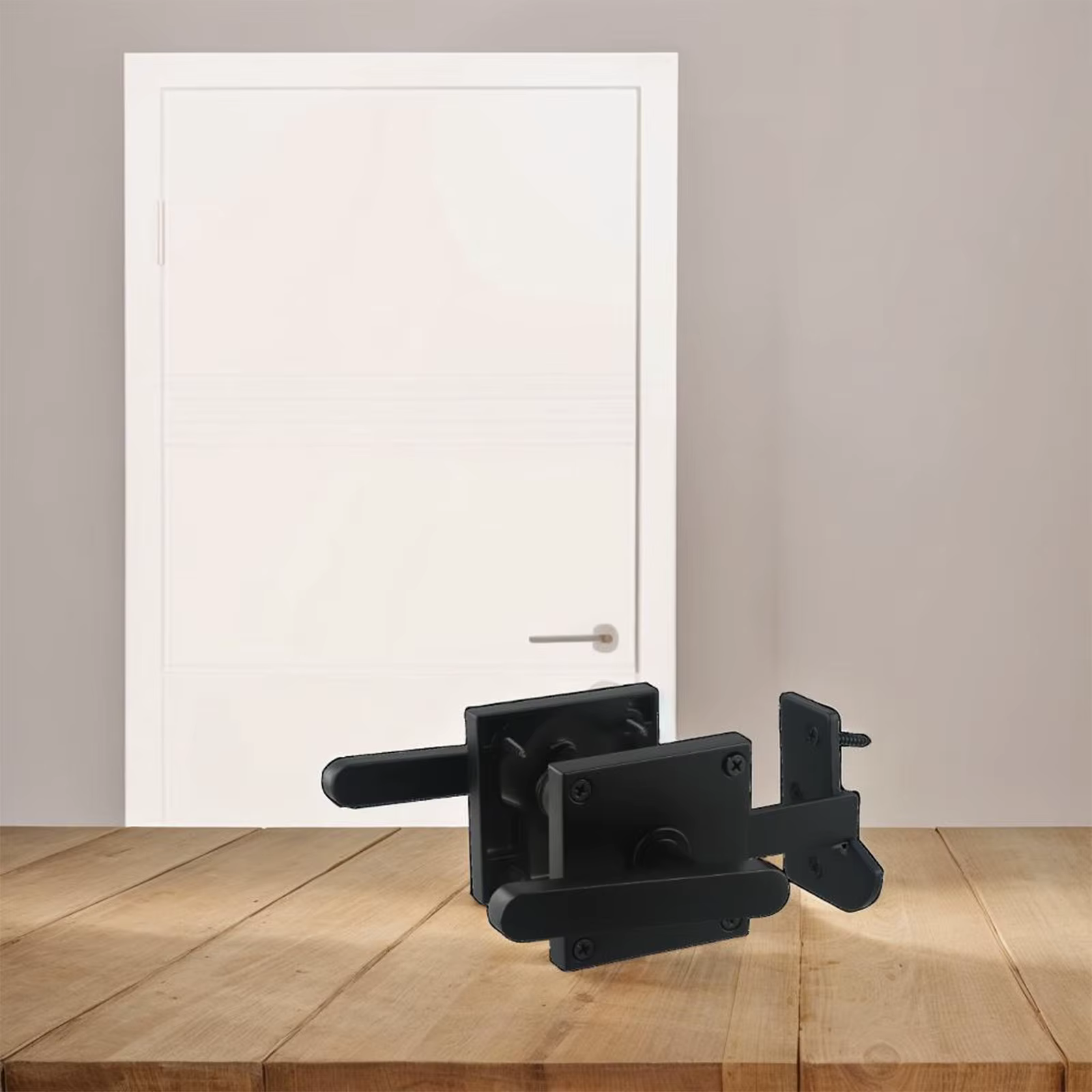 Loquet de porte de grange en aluminium double face conçu pour une fermeture sécurisée avec des poignées des deux côtés offrant une sécurité et une commodité