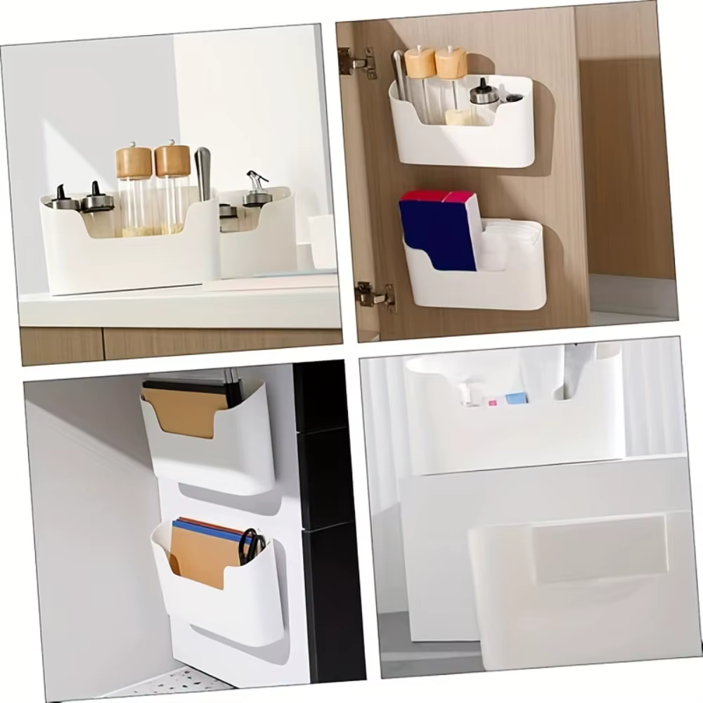 Bacs de rangement muraux en plastique sans poinçon