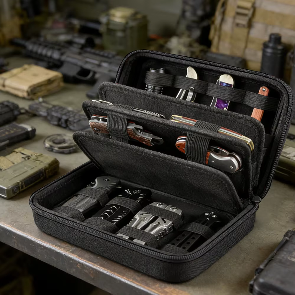 Sac de rangement pour couteaux tactiques, étui de présentation pour 24 couteaux, boîte de collection pour couteaux de poche, pochette organisatrice pour couteaux pliants, pochette pour outils EDC