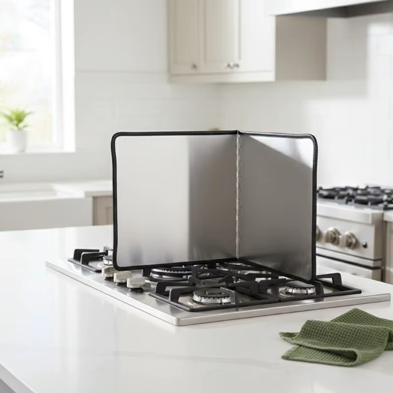 Protection anti-éclaboussures en acier inoxydable à 3 côtés pour cuisinière à gaz