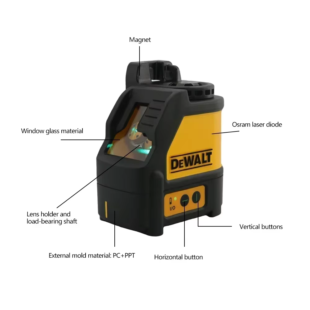 Niveau laser professionnel DDEWALT DW088CG à faisceau vert : Outil de nivellement automatique à 2 lignes haute précision