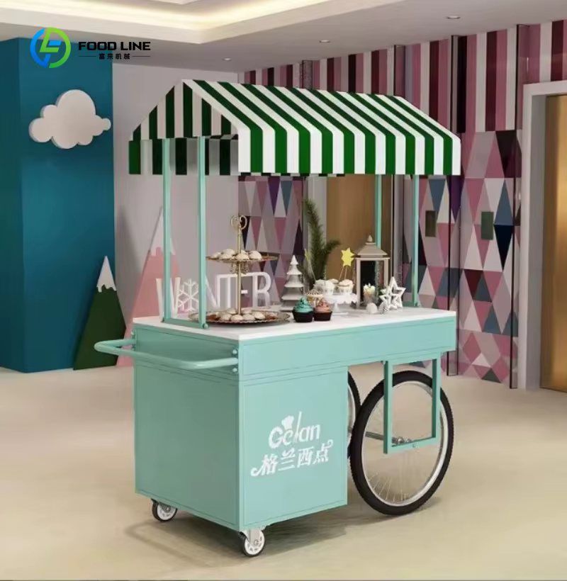Chariot à glaces et snacks de rue sur mesure avec congélateur