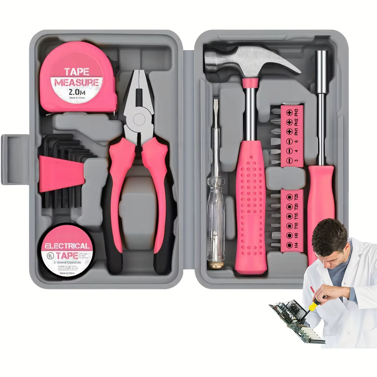 Ensemble d'outils 24 pièces rose
