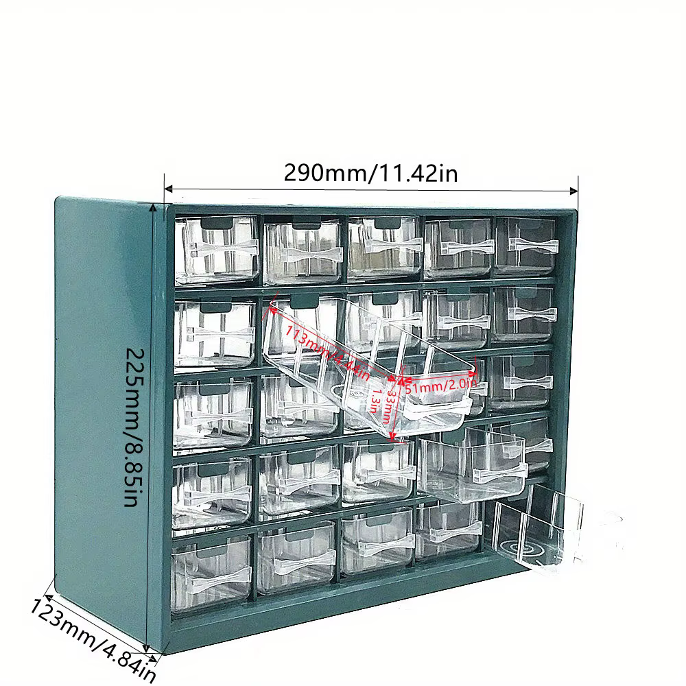 Boîte de rangement murale à 25 compartiments pour vis et composants